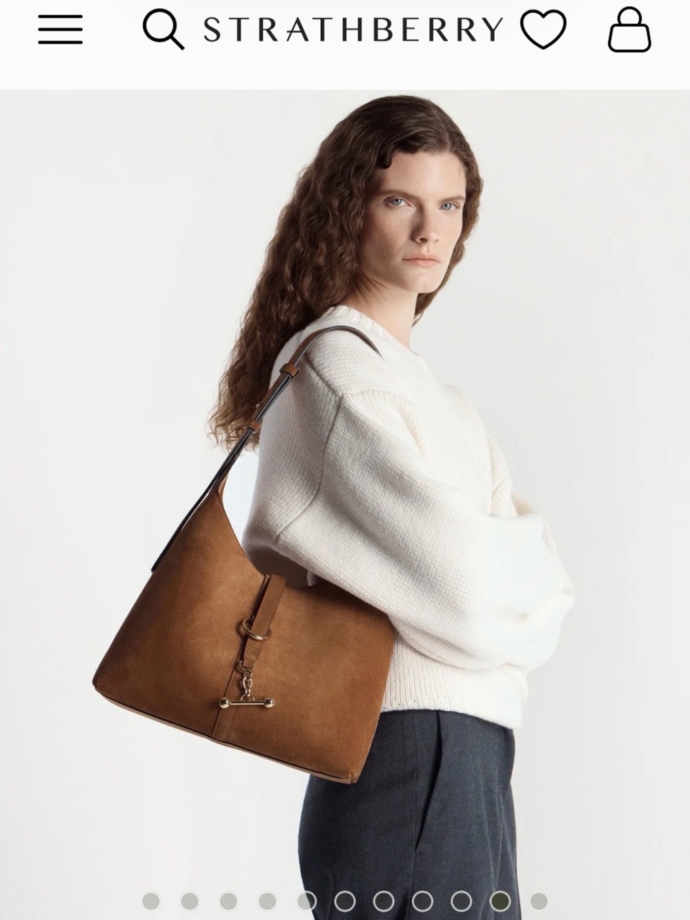 Strathberry Kite Hobo Bag in Tan Suede - Picture 2 of 10